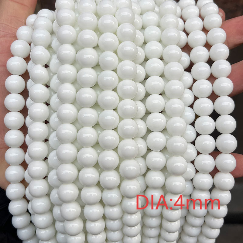 1 String Daily Annular White Glass Beads Jewelry Beads 